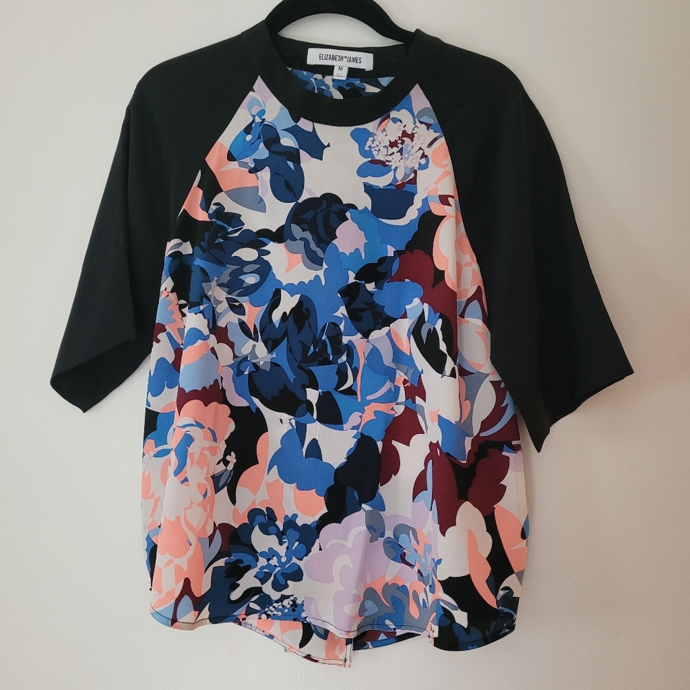 Elizabeth and James Silk Floral Open Back Blouse M